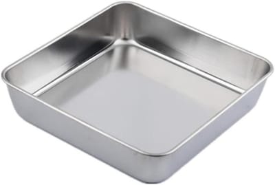 Bakvorm RVS - Vierkante Pan - Bakken & Grillen - Gladde Spiegelafwerking - 24x24x5cm - Zilver