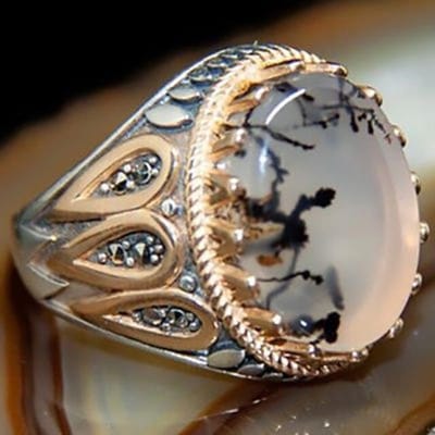 Handgemaakte Turkse Turquoise Kralen Ring Voor Mannen Vrouwen Antieke Zilverkleur Zeeblauw Rode Zirkoon Ring Islamitische Vintage Sieraden 6 -13 11 black