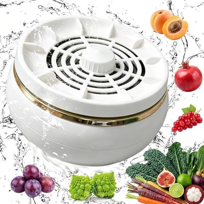 carmdering - Voedselreiniger - Elektrolyse Reiniger - Groente- en Fruitreiniger - Wit, titanium elektroden, 4 modi (graan 3 min, groente 5 min) - Oplaadbaar via USB-C, tot 25 cycli - IPX7 waterdicht - Geen chemicali毛n - Voor keuken en reis