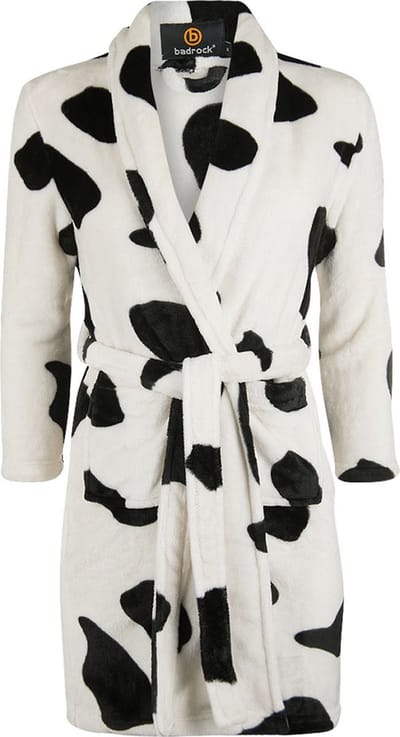 Kinderbadjas koeien maat M (7-8jaar) - fleece badjas kind - jongens & meisjes - 122/128