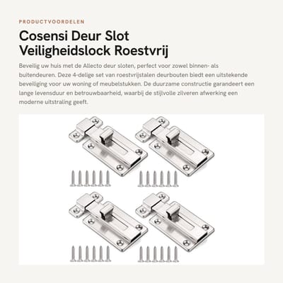 Dailygoods- Deurslot Veiligheid - Deurbeslag RVS - Deurbeslag Buitendeur - Deurslot Buitendeur - Deurslot met Schroeven - 4 Stuks 67x45 mm