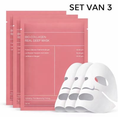 Set van 4 stuks - Bio-Collageen Gezichtsmaskers – Hydraterend Gezichtsmasker – Anti Rimpel - Pore Minimizing & Firming – Anti-Aging Sheet Mask – Skincare Treatment - Glow Up - Korean Skincare