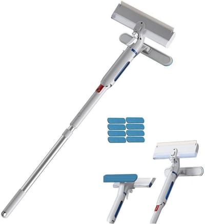 Raamreiniger - Telescopische schraper - Glas reinigen - 4-in-1 functie - 129.5 inch - Wit