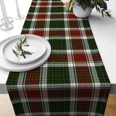 Chemin de table de Noël à motif tartan et carreaux, chemin de table design rouge et vert style écossais, nappe d'hiver, décoration de Noël pour la maison 90x33cm