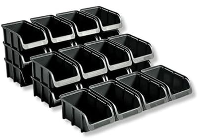 24 Opbergboxen Set - Stapelbaren Opslagdozen van Gerecycled Polypropyleen - Ideaal voor Werkplaats en Sortering