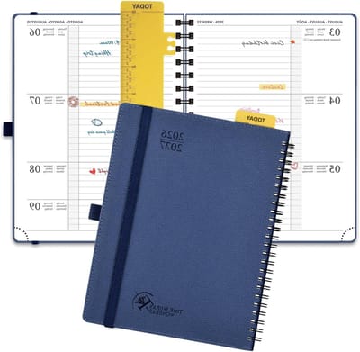 Thijox - POPRUN Kalender 2026 2027 Horizontale Weekplanner A5 Softcover - 17 Maanden Planner - Marineblauw - Tijdmanagement voor Thuis en Kantoor
