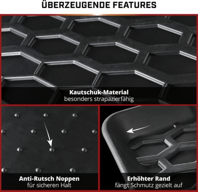Walser DirtGuard rubberen voetmatten geschikt voor Mercedes-Benz V-Klasse/Vito 2014-Vandaag - eVito 2019-Vandaag - EQV 2020-Vandaag