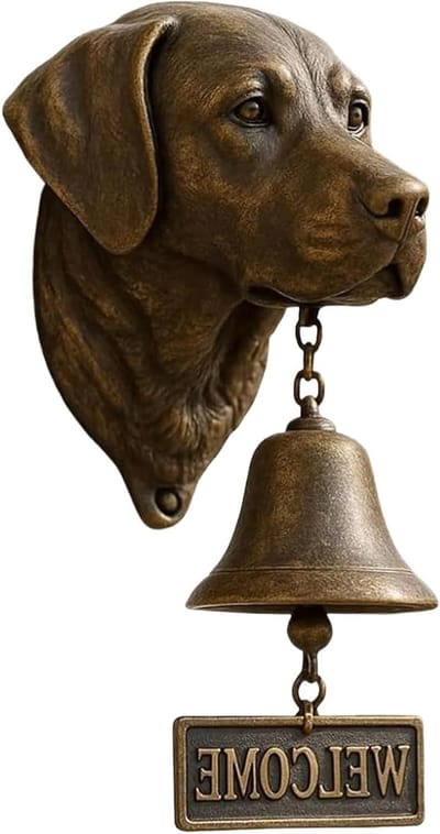 Deurbel Hond Design - Waarschuwingsbel Hars - Entree Decoratie - Gedetailleerde Bronzen Hondenkop - 1 Exemplaar - Brons