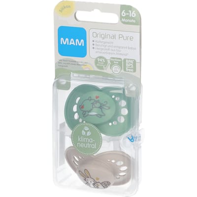 MAM Original Pure Siliconen Fopspeen Groen - Ecru 6-16 Maanden 2 Speen