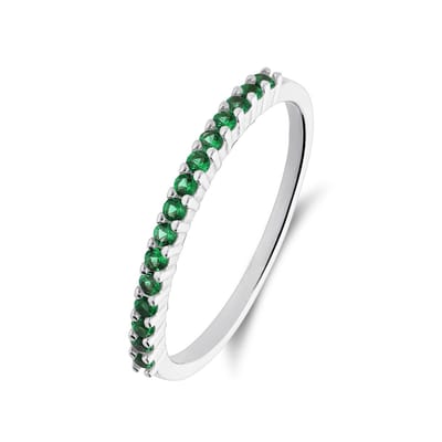 Lucardi Dames Zilveren ring met zirkonia voor dames - Ring - 925 Zilver - Zilverkleurig - 15.50 / 49 mm