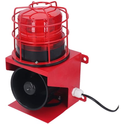 Industriële Geluid Licht Alarm Hoge Vermogen Sirene Hoorn 115db Beveiliging Hoorbaar Visueel Alarm Wandmontage EU Stekker 220V