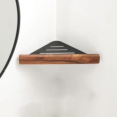 Badkamer niet-geperforeerd massief houten hoekrek Toilet massief houten plank badkamer opbergruimte douche organizer white