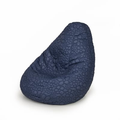 Drop & Sit - compacte zitzak - tijdloos gewatteerd - bloemmotief - donkerblauw - 180L met uitneembare binnenzak
