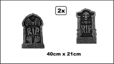 2x Grafsteen assortie 40cm x 21cm - Halloween carnaval horror thema feest festival