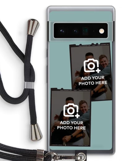 Gepersonaliseerd - Case Company® - Hoesje met koord geschikt voor Google Pixel 6 Pro hoesje met Koord - Polaroid Zwart - Telefoonhoesje met Zwart Koord - Bescherming aan alle Kanten en Over de Schermrand
