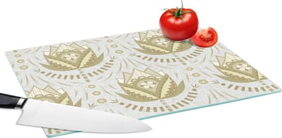 Glazen Snijplank - 39x28 - Bloemen - Goud - Patronen - Snijplanken Glas