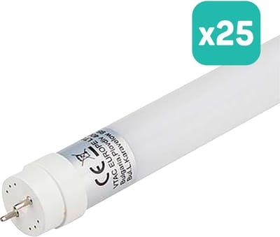 V-TAC VT-1277-N LED T8 Buis - IP20 - Wit - 18W - 1850 Lumen - 4000K - 120CM - Set van 25