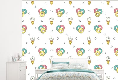 Behang - Fotobehang Patronen - IJs - Donus - Jongens - Kinderen - Kids - Breedte 300 cm x hoogte 240 cm