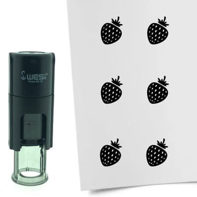 CombiCraft Stempel Aardbei 10mm rond - Zwarte inkt