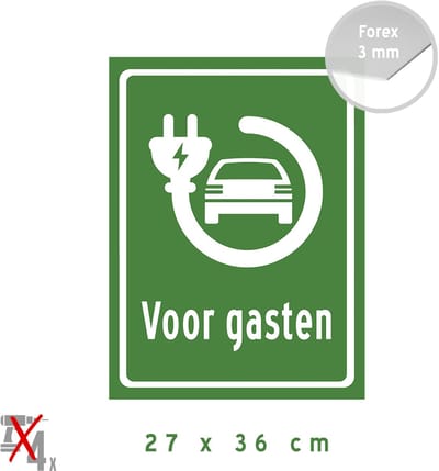 Pictogram/ bord | Laadpaal "Voor gasten" l | 27 x 36 cm | Parkeren | Elektrische wagen | Oplaadstation | Laden | Bezoekers | Laadpunt | Auto opladen | 1 stuk