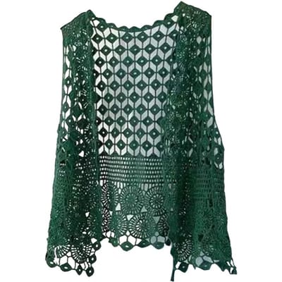 Damesvest Stijlvol Dames Gehaakt Mouwloos Vest Lichtgewicht Open Steek Zomervest Retro Gebreide Bovenkleding Jas voor Dagelijks One Size gray