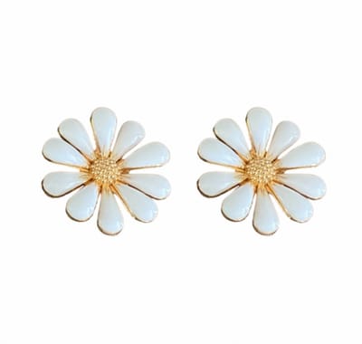 Clip Oorbellen-Madelief-Wit-2 cm- geen gaatje- Charme Bijoux