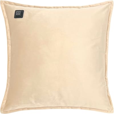 Warmpi Warmtekussen Fluweel Beige – Draadloos Elektrisch Verwarmd Sierkussen – Inclusief 10.000 mAh Powerbank – Voorzien van 2 Infrarood Warmtepanelen aan de voorkant – 3 Warmtestanden – 45x45 cm