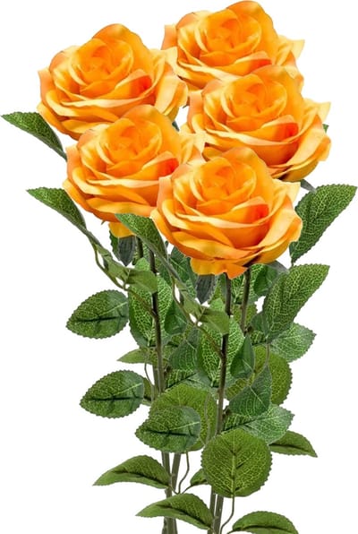 Emerald Kunstbloem roos Marleen - 5x - geel - 63 cm - decoratie bloemen