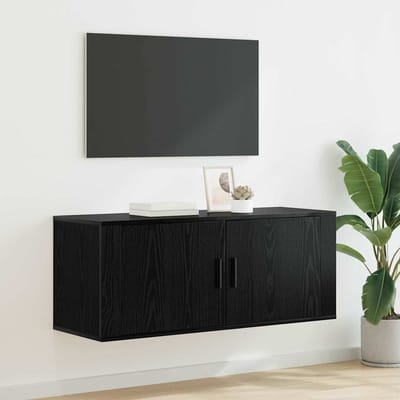 vidaXL Wandgemonteerde TV-kast 100 x 34,5 x 40 cm Zwart Eiken