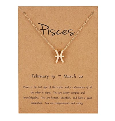 Cabantis Horoscoop-Ketting|Horoscoop|Ketting Dames|Ketting Heren| Goudkleurig|Pisces|Vissen