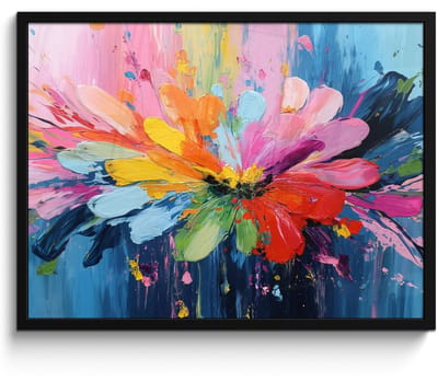 Poster in lijst - Fotolijst 70x50 cm - Posters - Kleuruitbarsting - Expressieve sfeer - Bloem - Posterlijst zwart - Decoratie - Wanddecoratie woonkamer - Muurdecoratie slaapkamer