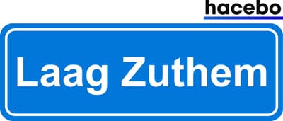Hacebo - Plaatsnaam Sticker - 29x10 CM - Laag Zuthem sticker - Verkeersborden sticker - grappige cadeaus - Laag Zuthem