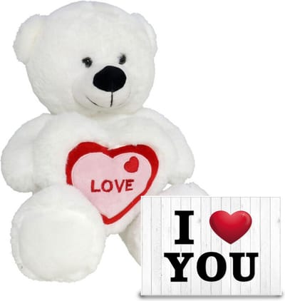 Gerim Knuffelbeer Valentijn I Love You beertje - 30 cm - met Love You wenskaart