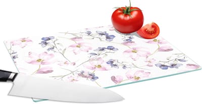 Glazen Snijplank - 28x20 - Bloemen - Waterverf - Bohemian - Patroon - Snijplanken Glas