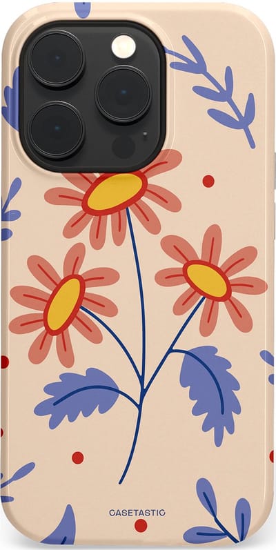 Casetastic hoesje geschikt voor Apple iPhone 14 Pro - MagSafe - Dubbellaagse bescherming - Perzikbloem trio - Fashion Case - Lavendel Perzik Zand