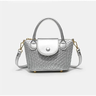 Hoge Kwaliteit Geweven Licht Luxe Dagelijkse Kleine Tas Dames Modetrend Mode Alle Casual Enkele Schouder Crossbody Tas zilver
