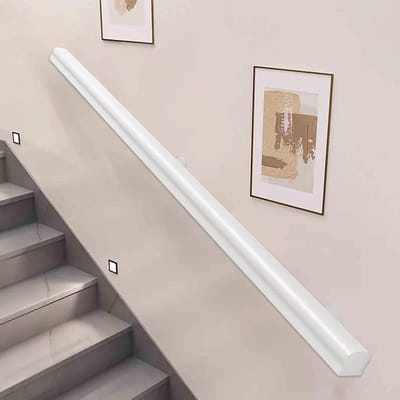Houten trapleuning - Wandleuning trap - Veilige ondersteuning - Massief grenenhout - 300cm lengte - Wit