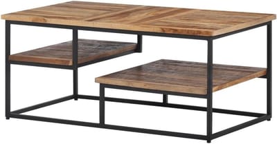 Salontafel Hout - Bijzettafel Woonkamer - Decoreren en Opbergen - Gerecycled Teakhout - 90x50x39 cm - Bruin
