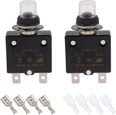Drukschakelaar Handmatige Reset - Thermische Beveiliging - Circuit Beschermen - Waterdichte Kappen - 10A 125/250V AC - Zwart