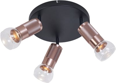 QAZQA veerle - Moderne Plafondspot | Spotje | Opbouwspot - 3 lichts - Ø 26 cm - Zwart - Woonkamer | Slaapkamer | Keuken