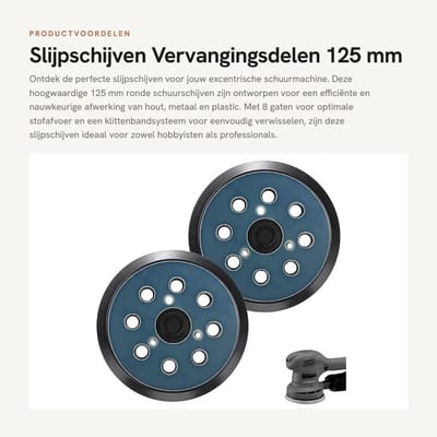 Dailygoods- Slijpschijf 125 mm - 8-gats Klittenband - Vervangingsdelen - Accessoires Excentrische Schuurmachine - Voor Hout/Metaal/Plastic - Duurzaam en Slijtvast - Schuurpad