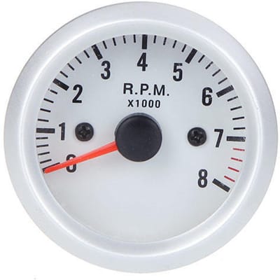 Tachymètre Tach Gauge avec support tasse pour voiture automatique 2  52mm 0 ~ 8000 tr/min lumière LED bleue white