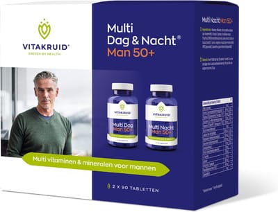 Vitakruid Multi Dag & Nacht Man 50+ 100% Vegan 2 x 90 180 Tabletten