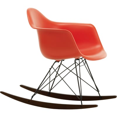 Vitra - RAR Eames Plastic Armchair - poppy red RE - zwart - sleden esdoorn donker - rood