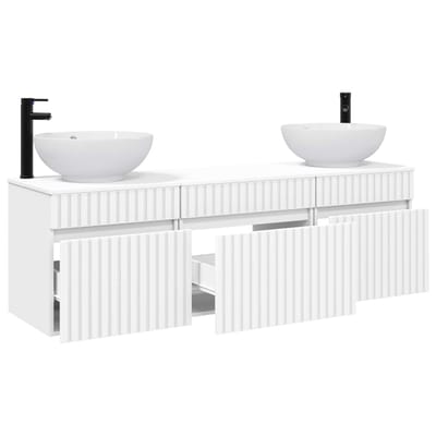 vidaXL - Badkamerkast - set - 3 - st - Wit - 49 - x - 44,5 - x - 66,5 - cm - Bewerkt - hout