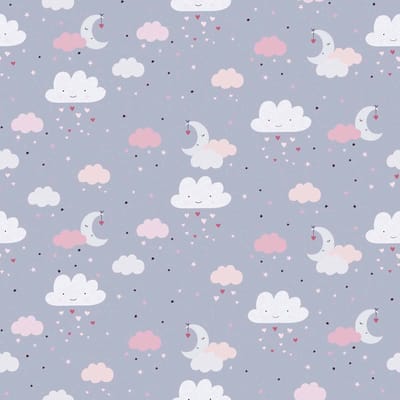 SWEET DREAMS WOLKEN, MAAN EN STERREN BEHANG | Kinderkamer - grijs roze beige wit zwart - A.S. Création Little Love
