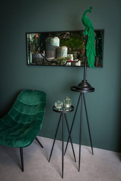 PTMD Desta zwarte plantentafel van metalen met glas maat in cm: 43 x 32 x 100 - Zwart