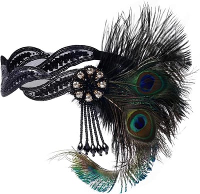 Stijlvolle 1920s Gatsby Hoofdband met Pauwenveren voor Flapper Kostuum, Bruiloft en Carnaval Accessoire