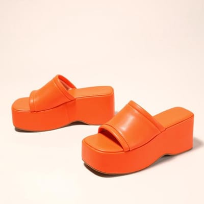 Zomer Roze Wedge Slippers Dames Platform Sandalen Knus Leer Peep Toe Instappers Hoge Hakken Casual Strand Slide Schoenen Vrouwelijk 40 oranje