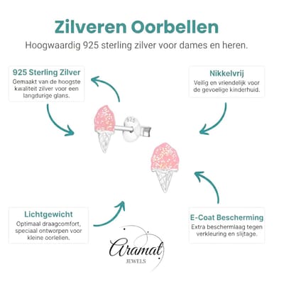 Aramat Jewels | Oorbellen | Zomerse Zilveren Ijsco Oorbellen | | | |4mm | Zilver | Kinderen, Volwassenen | Verkleurd niet